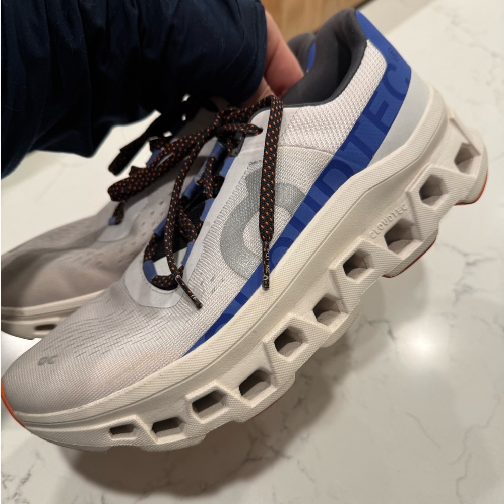 ON Cloud Running White and Blue Sneakers